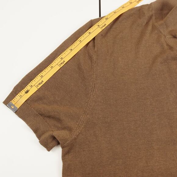 NWT Zara Cotton Linen Lyocell Soft Brown Knit Short Sleeve Polo Mens Sz L - Picture 4 of 7